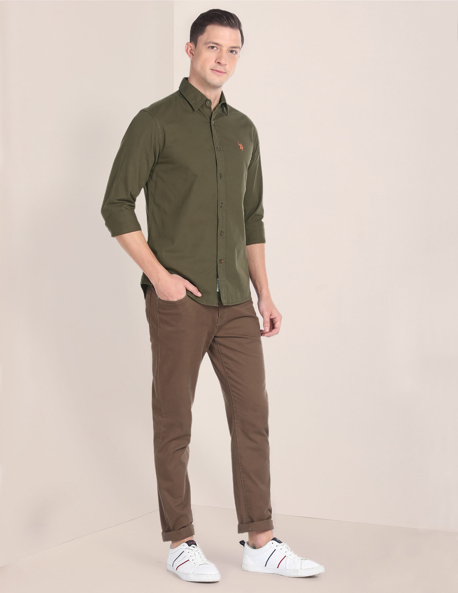 U.S. Polo Assn. Solid Cotton Twill Shirt