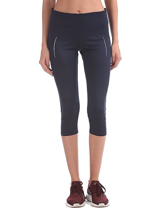 U.S. Polo Assn. Women Perforated Panel Active Cropped Leggings