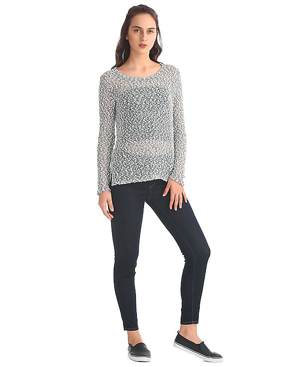 Aeropostale Popcorn Metallic Sheer Top