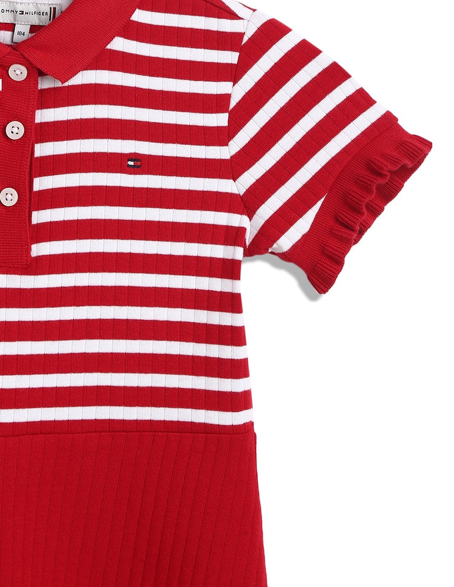 Tommy Hilfiger Kids Girls Striped Slim-Fit Cotton Dress