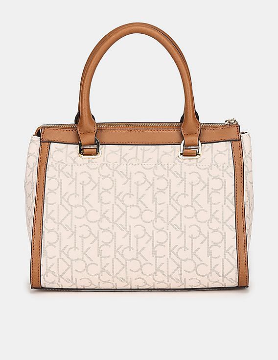 Buy Calvin Klein Women Off White Monogram Print Mercy Satchel NNNOW