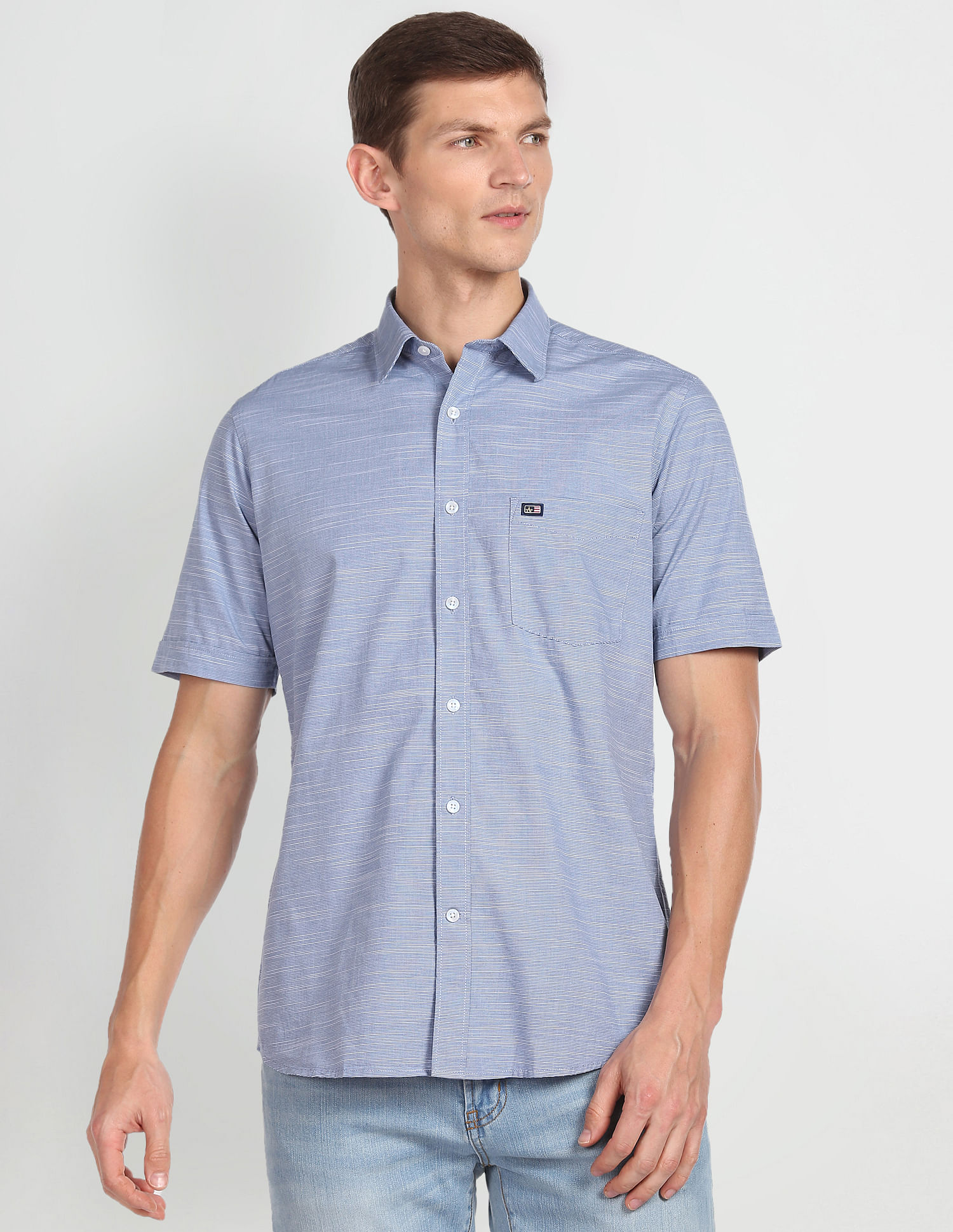 Arrow Sports Horizontal Stripe Slim Fit Shirt