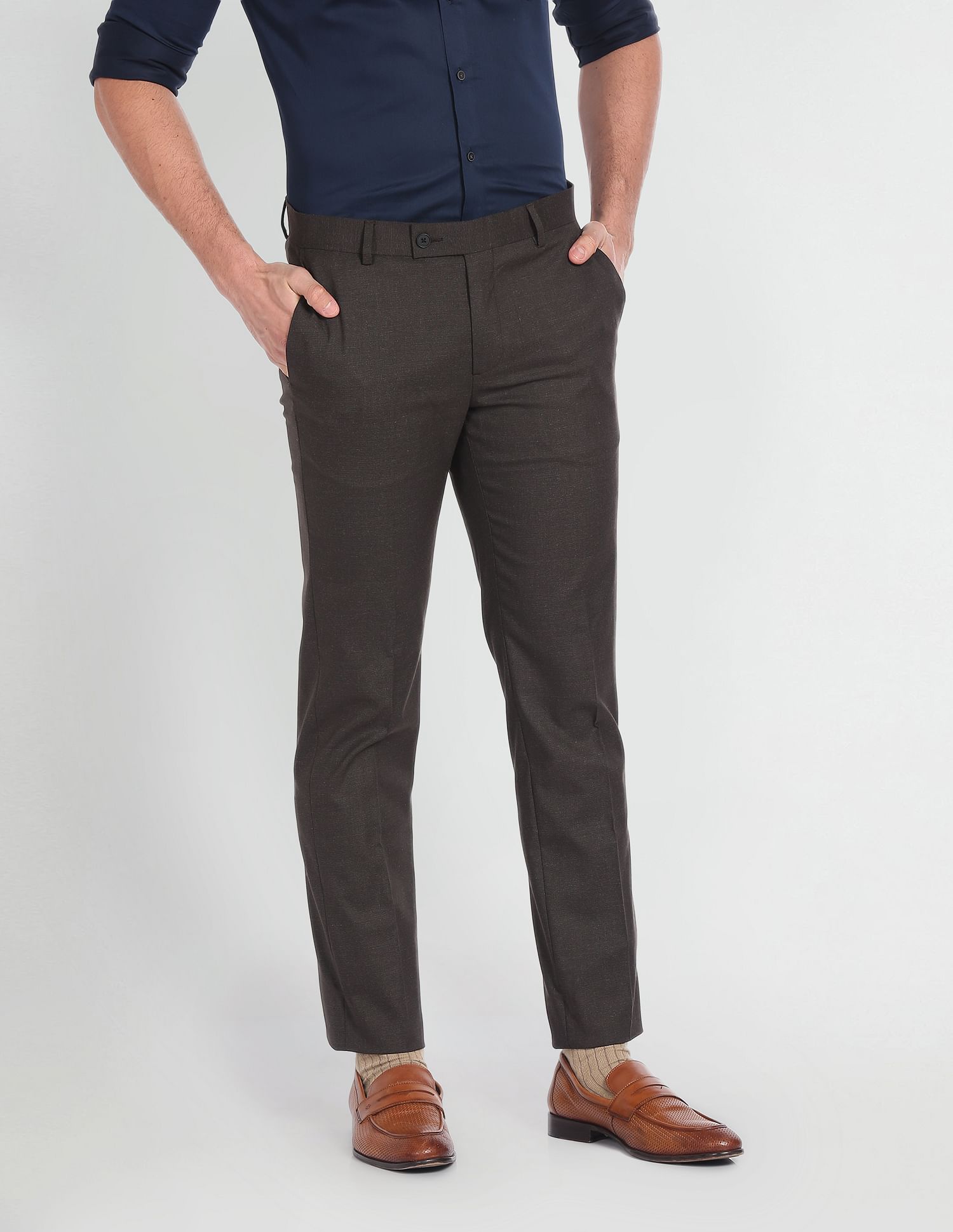 Arrow Mid Rise Dobby Trousers