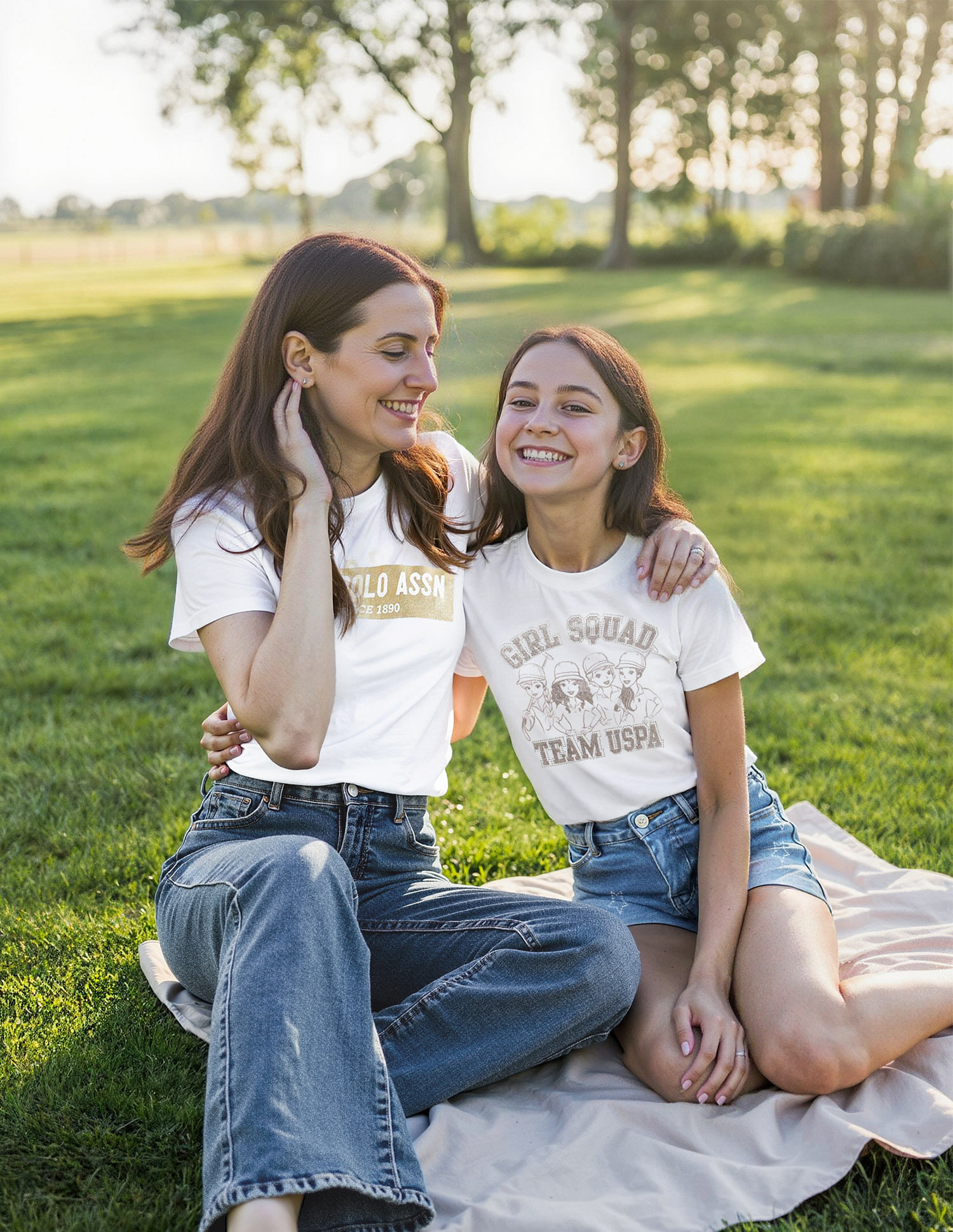 U.S. Polo Assn. Women Metallic Brand Print Cotton T-Shirt