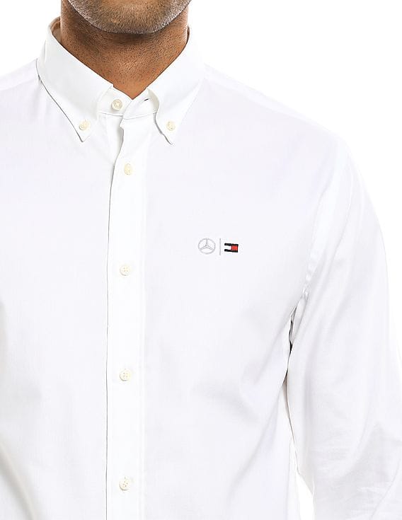 Buy Tommy Hilfiger Men White Mercedes Benz Logo Oxford Casual Buy Tommy Hilfiger Men White Mercedes Benz Logo Oxford Casual