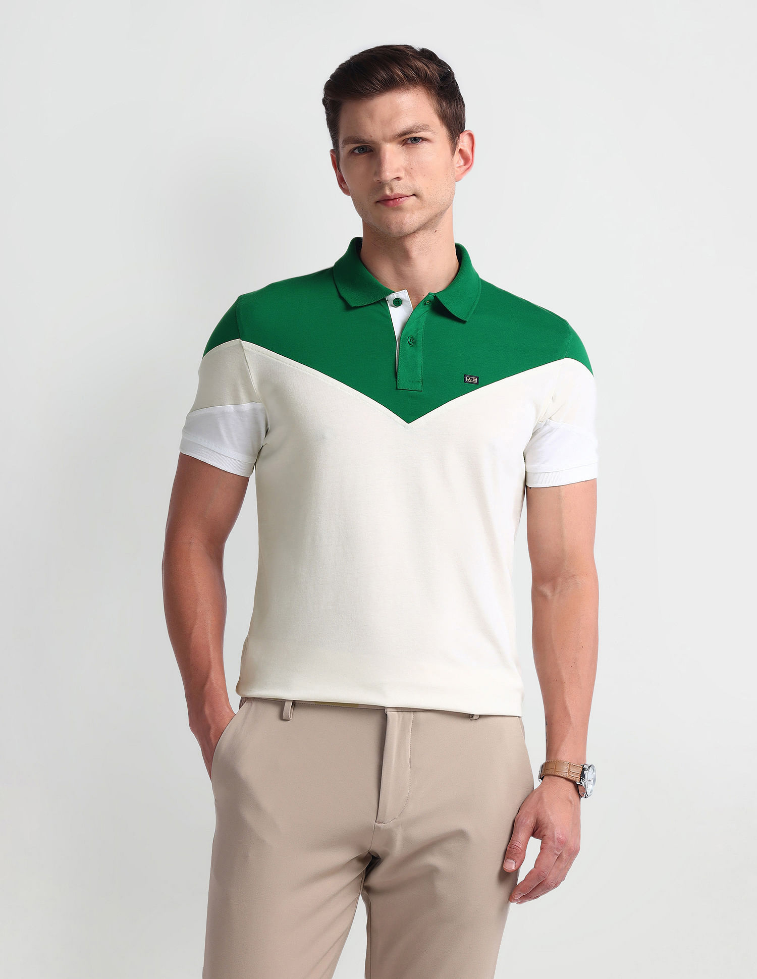 Arrow Sport Short Sleeve Color Block Polo Shirt