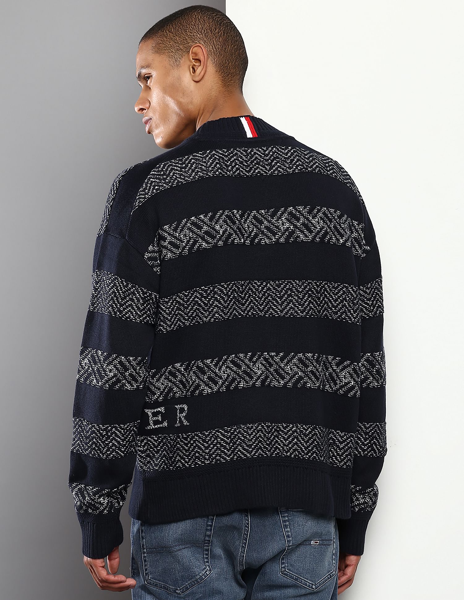 Buy Tommy Hilfiger Men Navy Fairisle Mock Neck Sweater NNNOW