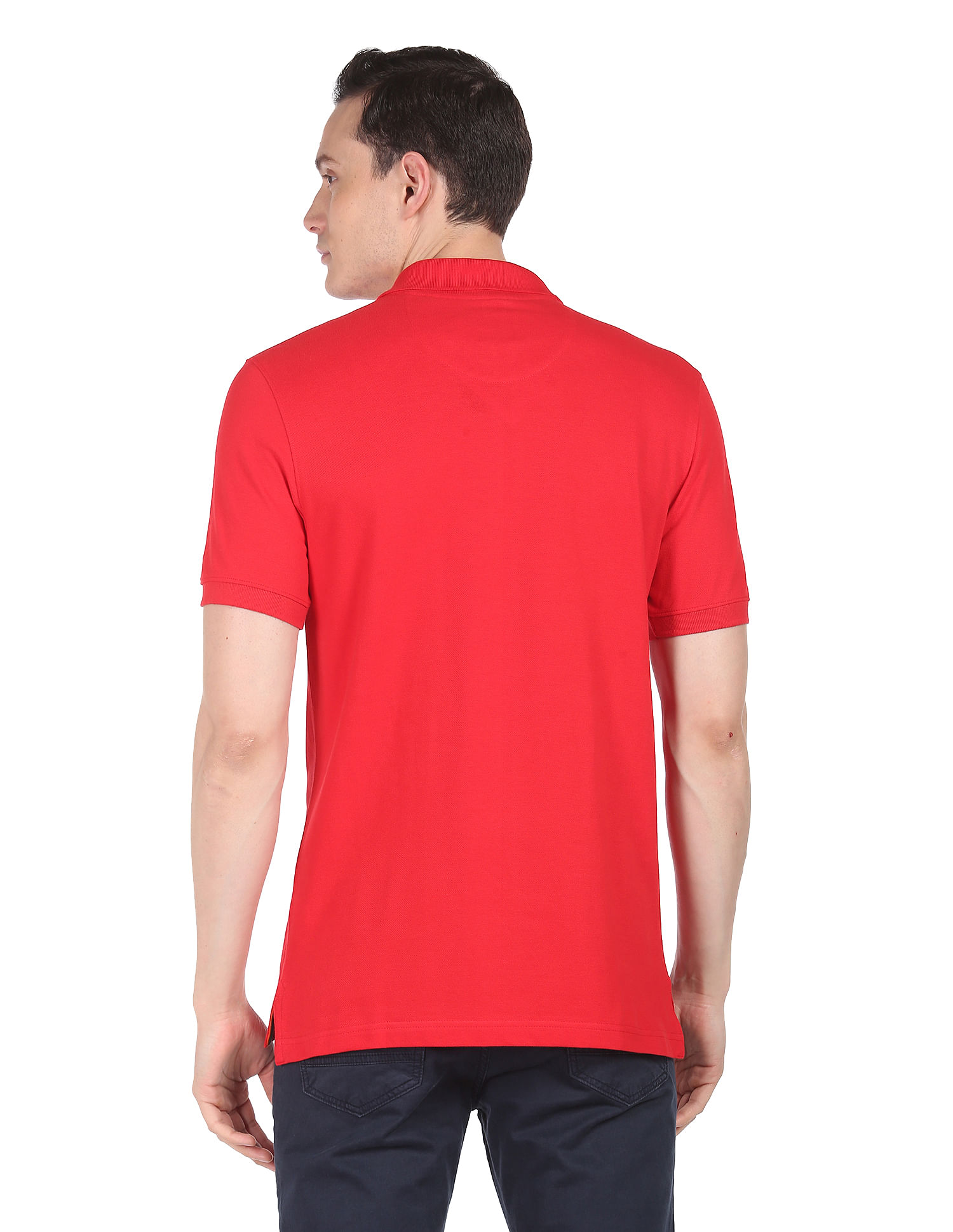 AD by Arvind Cotton Vertical Stripe Polo Shirt