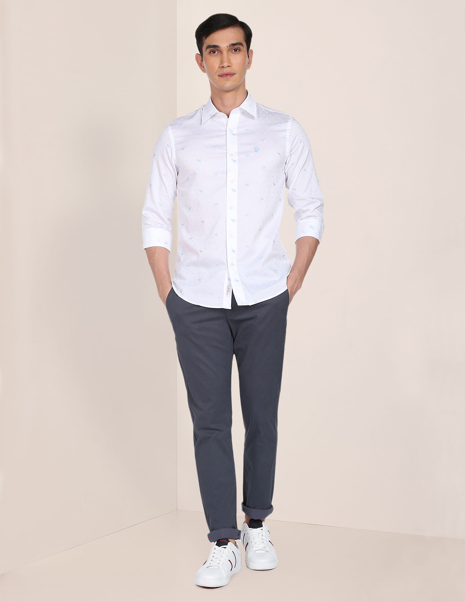 U.S. Polo Assn. Mid Rise Flat Front Casual Trousers