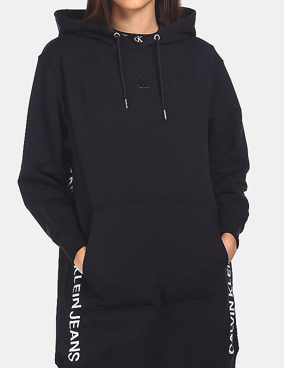 Buy Calvin Klein Women Black A-Stretch Logo Hoodie Dress - NNNOW.com