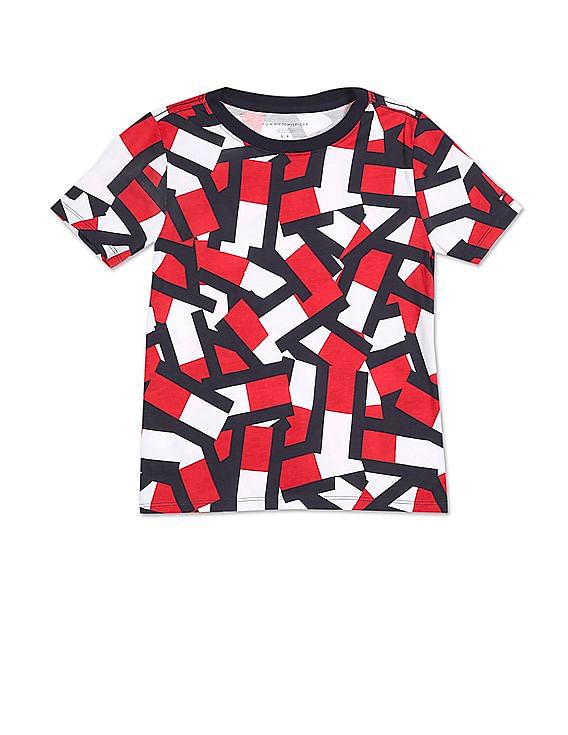 halfgeleider Auckland hybride Buy Tommy Hilfiger Kids Boys Multi Colour Short Sleeve All Over Print  T-Shirt - NNNOW.com
