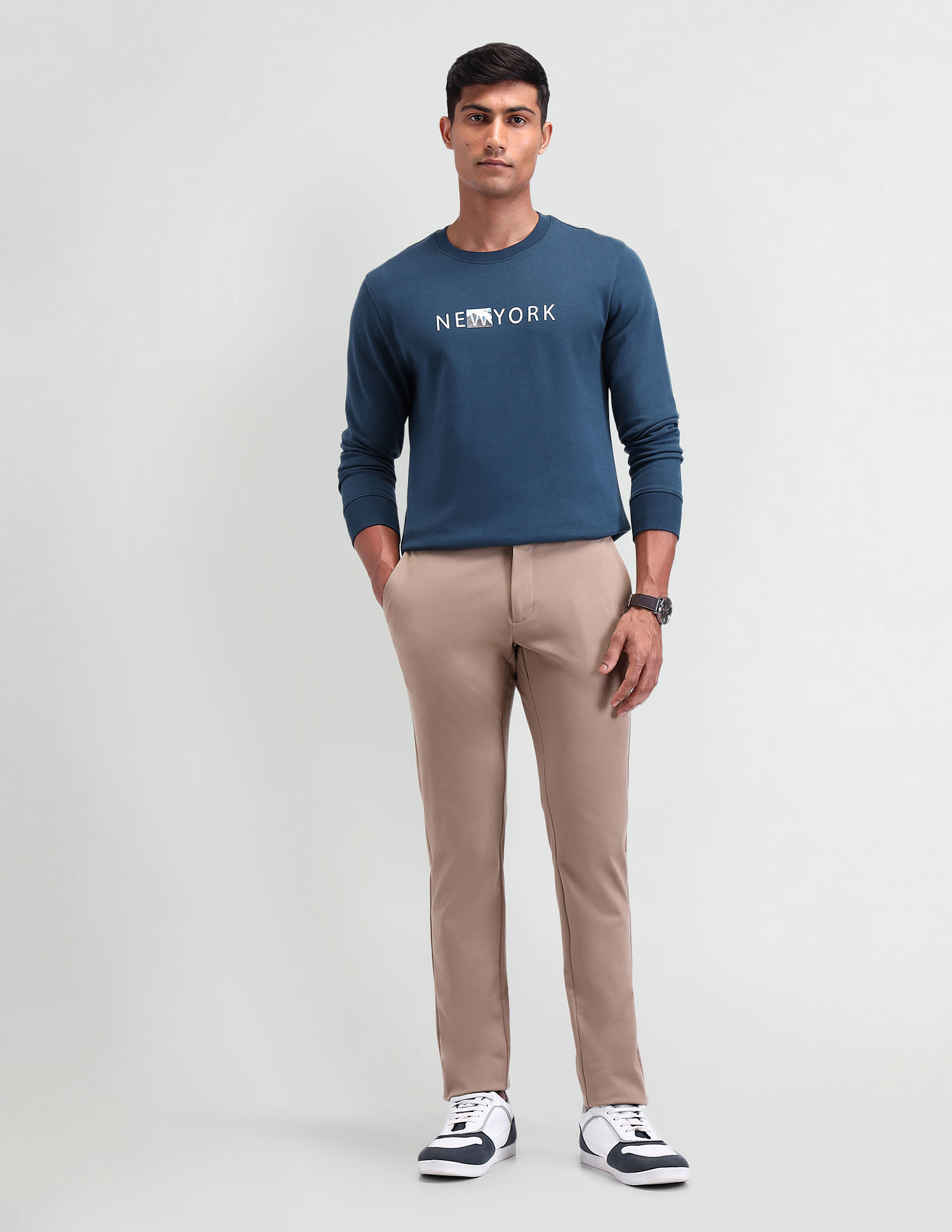Arrow Newyork Crew Neck Typographic Sweatshirt