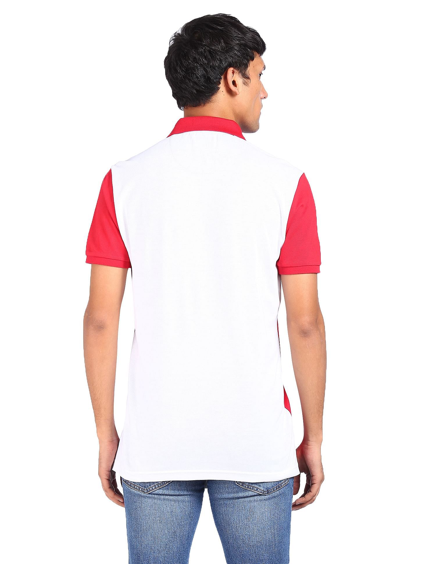 AD by Arvind Cotton Colour Block Polo Shirt