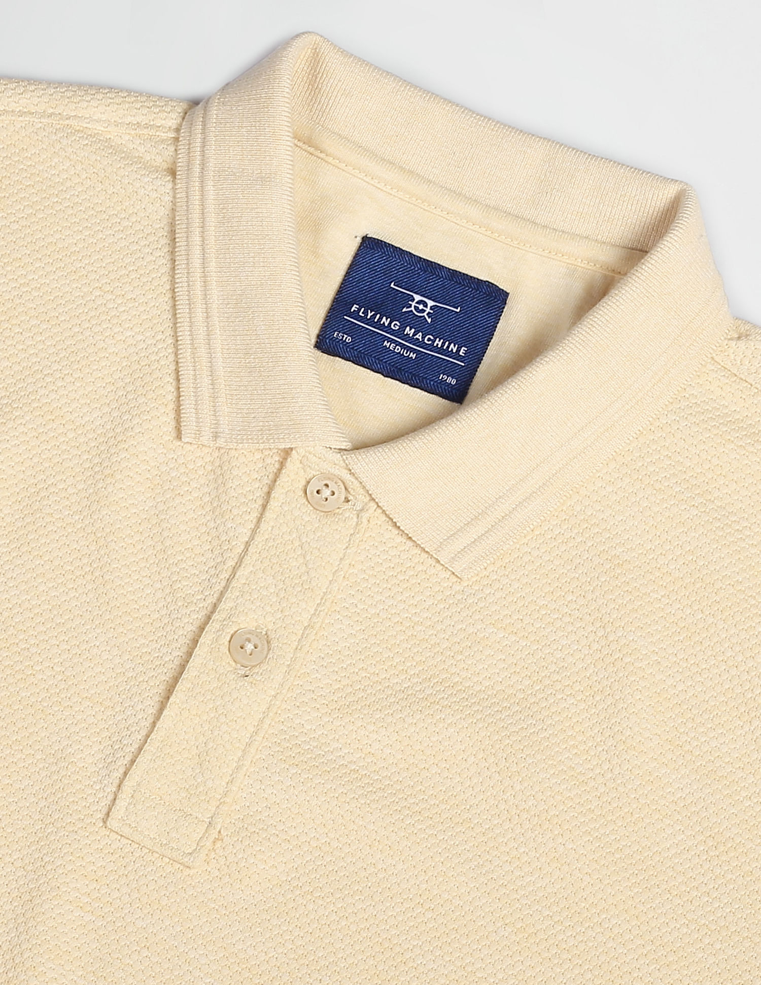 Flying Machine Jacquard Pique Solid Polo Shirt