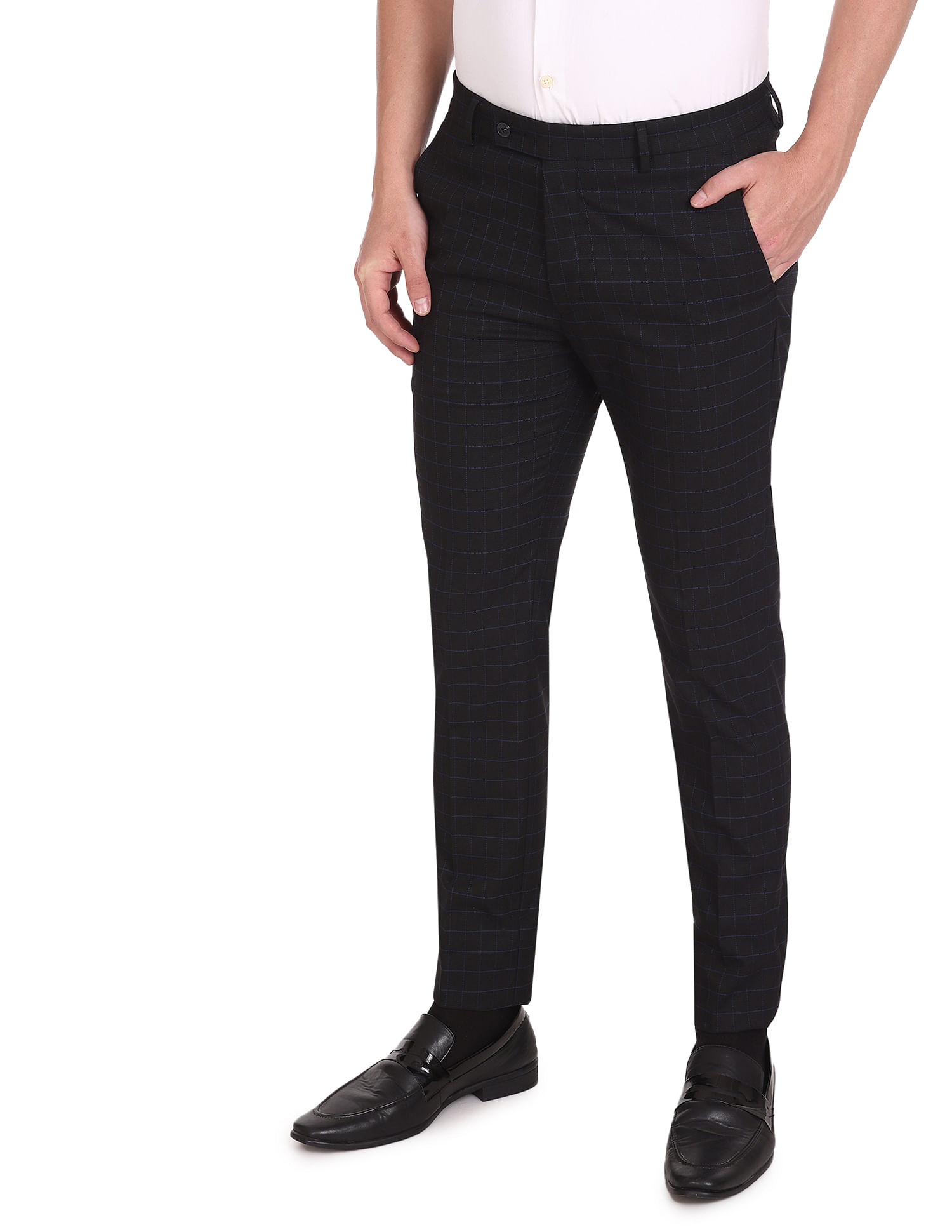 Buy Arrow Newyork Mid Rise Bi Stretch Formal Trousers online