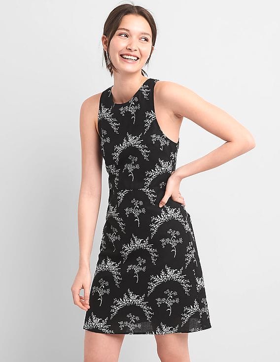 Buy GAP Women Women Black Sleeveless Fit And Flare Dress In Linen -  NNNOW.com