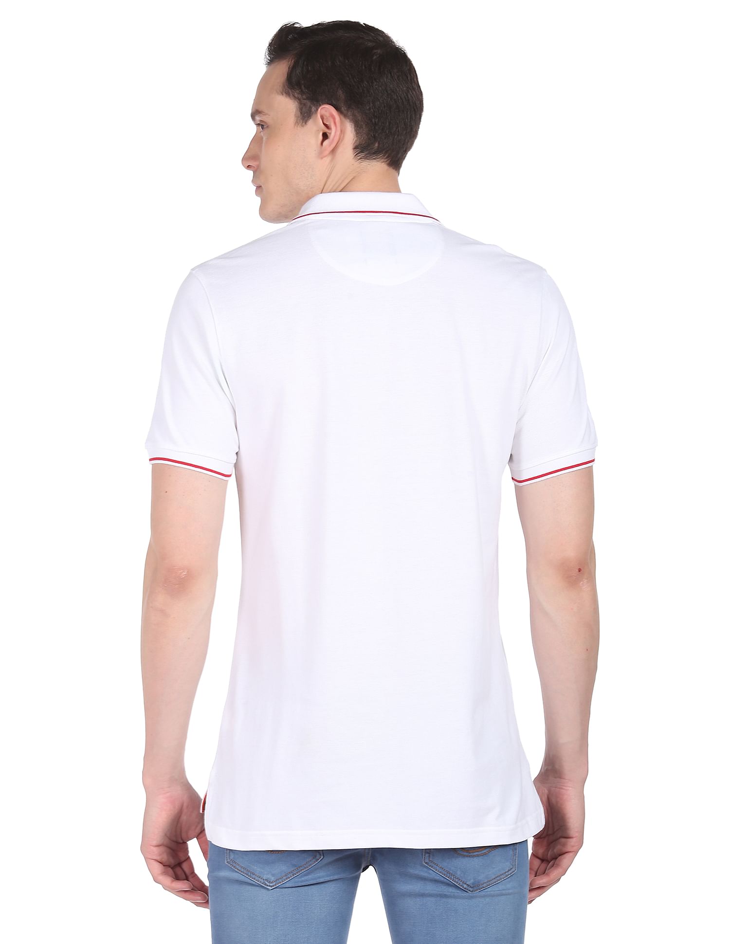 AD by Arvind Cotton Colour Block Polo Shirt