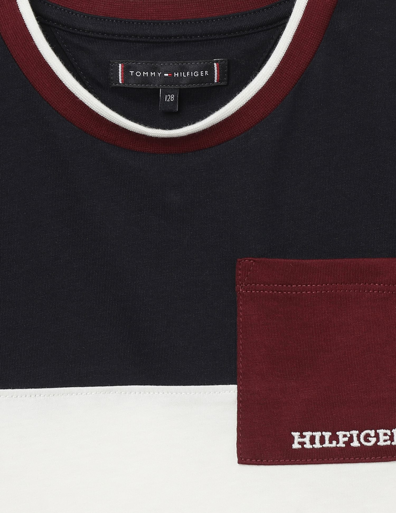 Tommy Hilfiger Kids Boys Colorblock Logo Embroidered T-Shirt