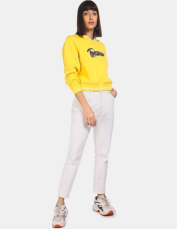 【GRAVER】22FW★ Small Yellow Lettering Logo Sweatshirt Vintage Champion Reverse Weave 