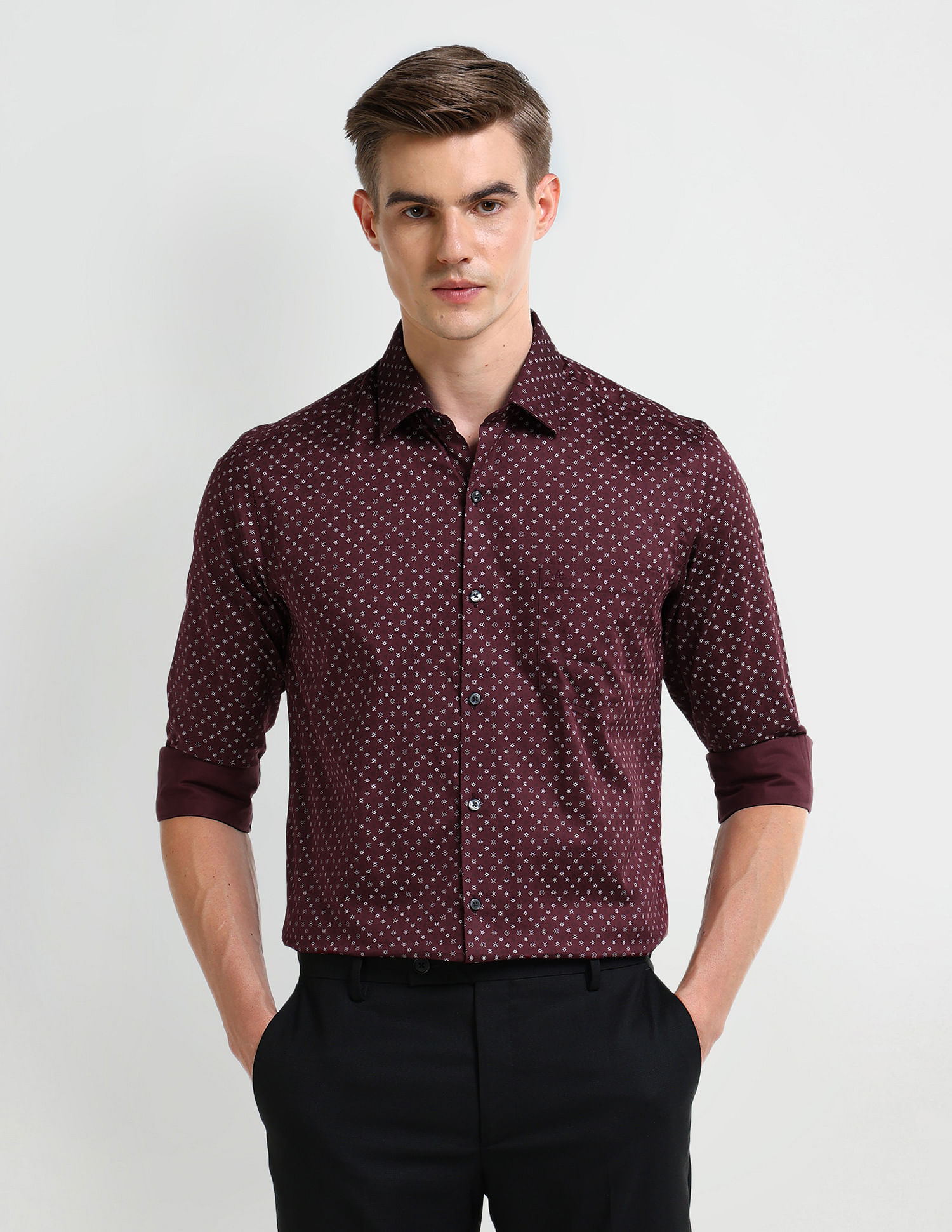 Arrow Manhattan Slim Fit Geometric Print Shirt