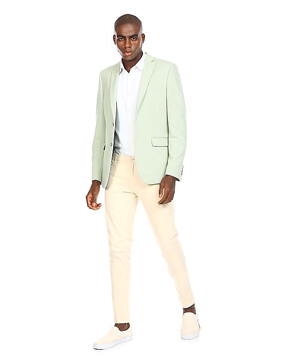 Green blazer store white pants