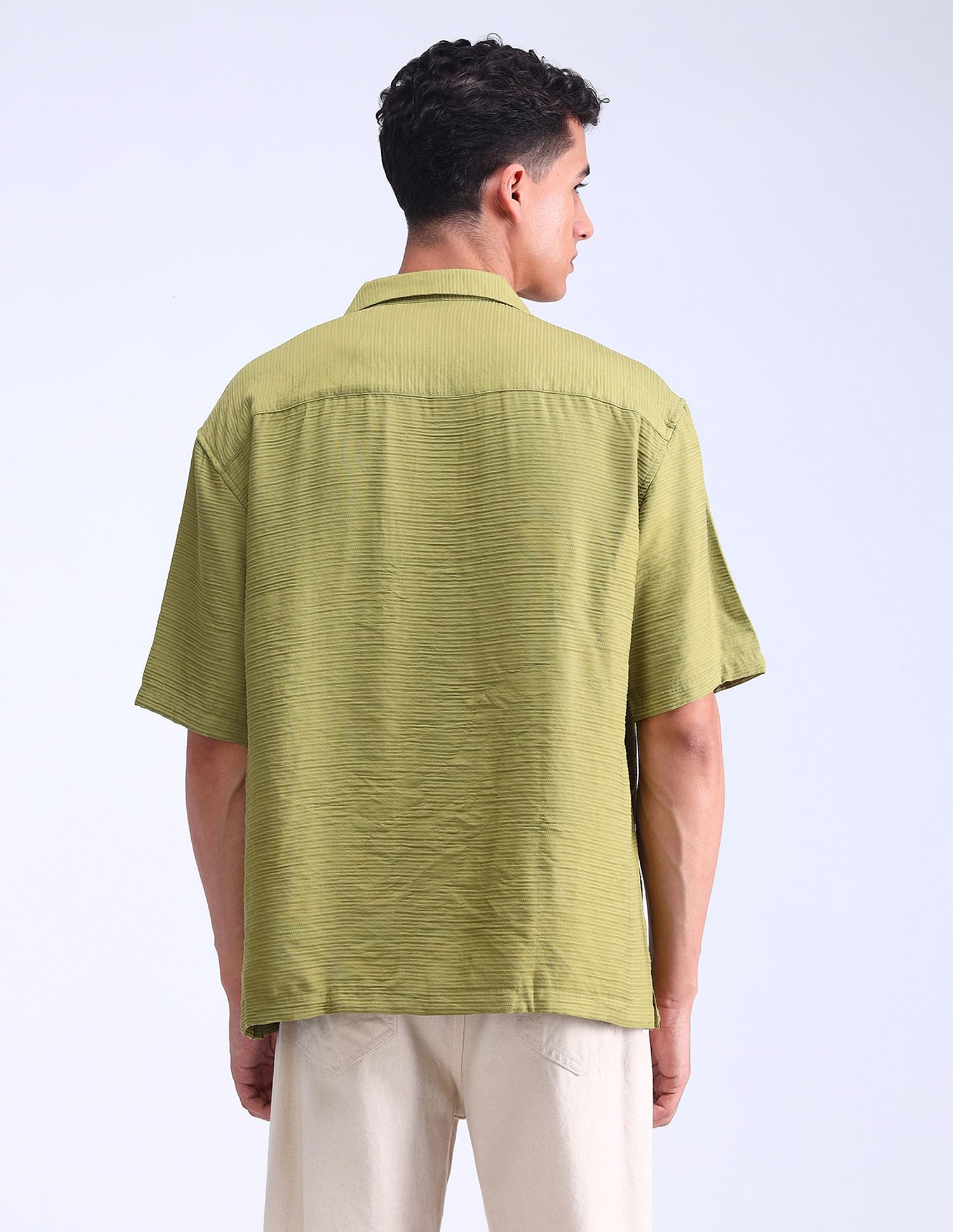 Flying Machine Oversized Twill Solid Shirt