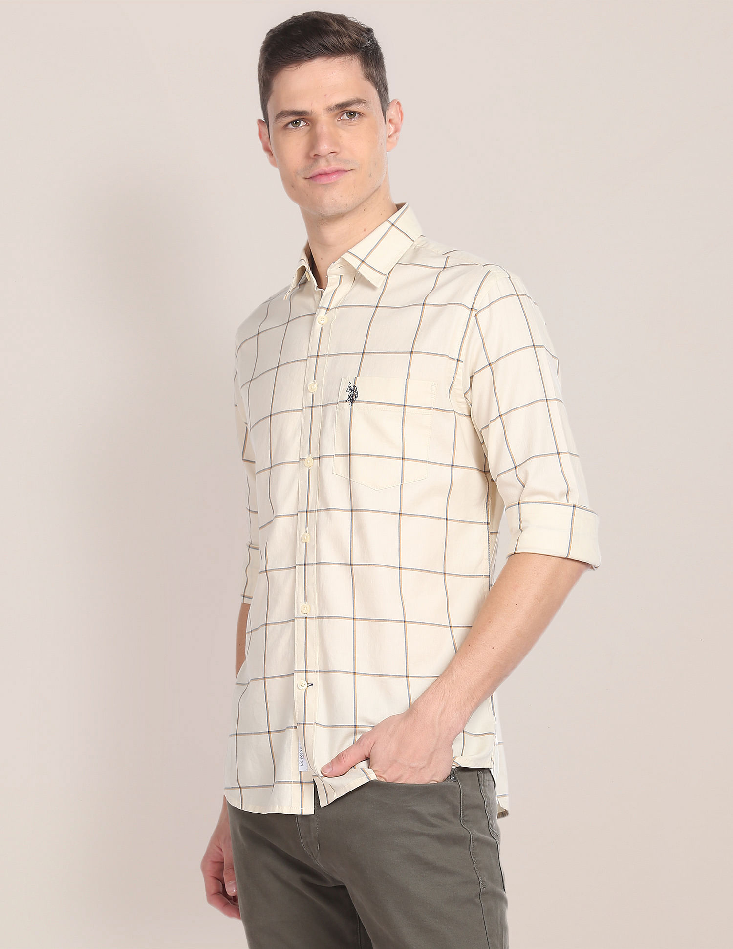 U.S. Polo Assn. Cotton Twill Windowpane Shirt