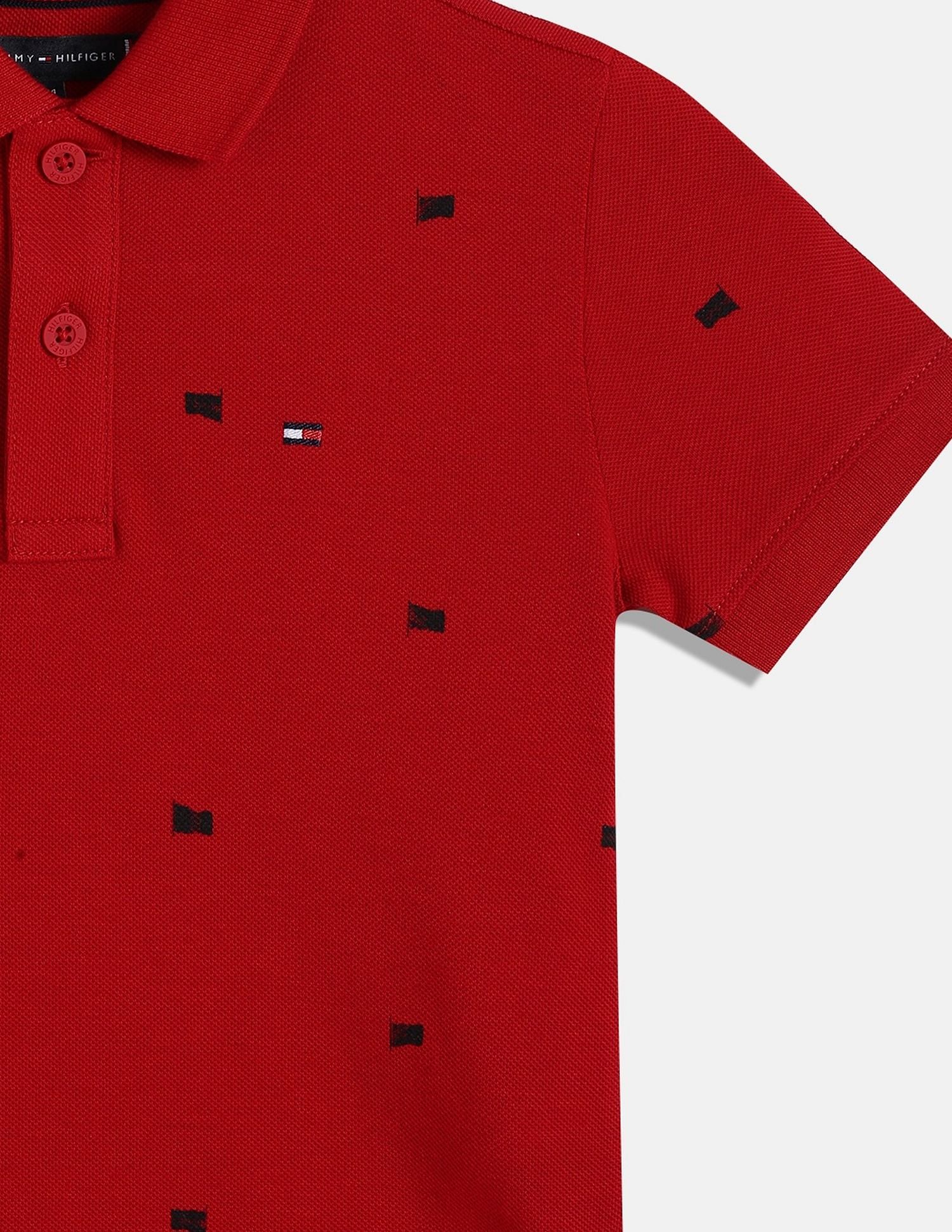 Tommy Hilfiger Kids Boys Printed Regular-Fit Cotton Polo T-Shirt