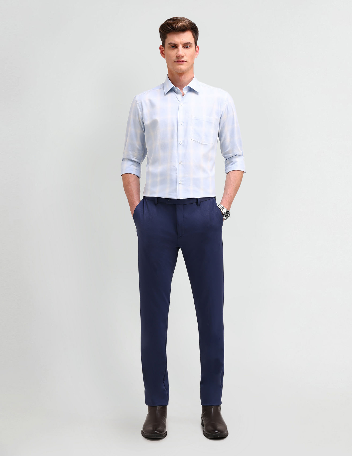 Arrow Manhattan Slim Fit Windowpane Checked Shirt