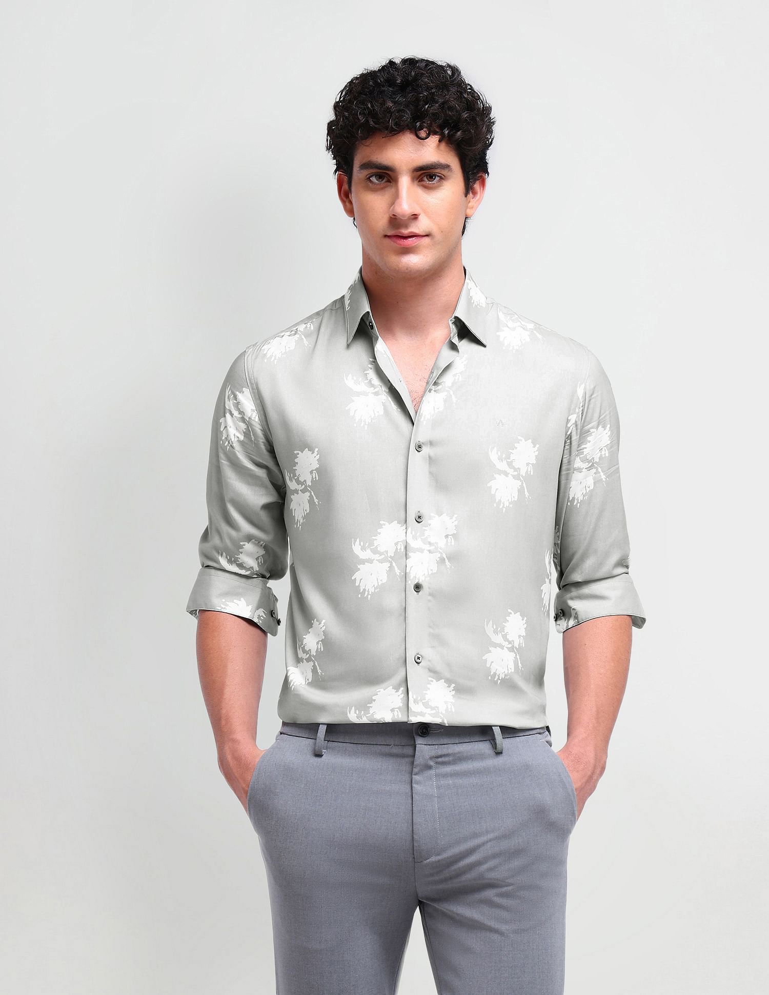 Arrow Newyork Satin Weave Abstract Shirt
