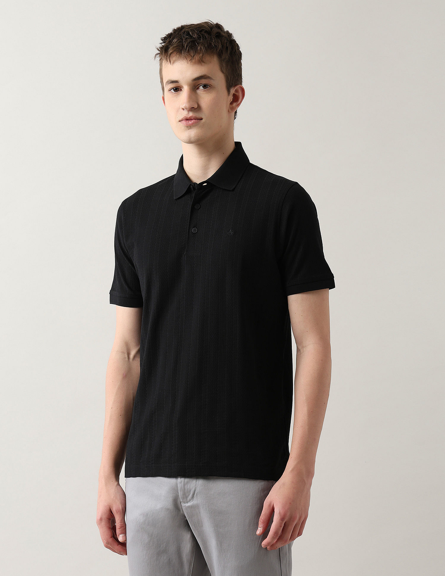 Arrow Textured Night Is Young Polo Shirt