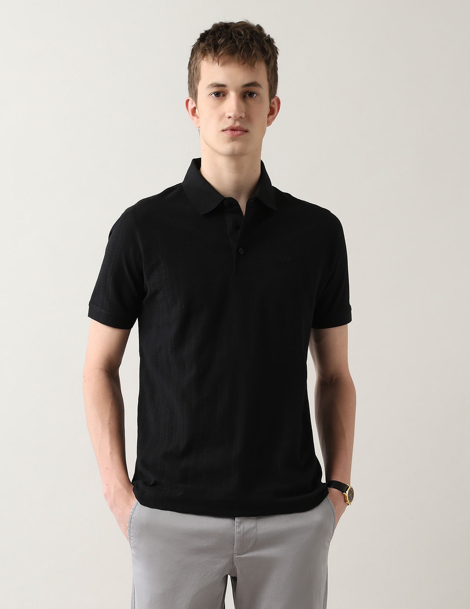 Arrow Textured Night Is Young Polo Shirt
