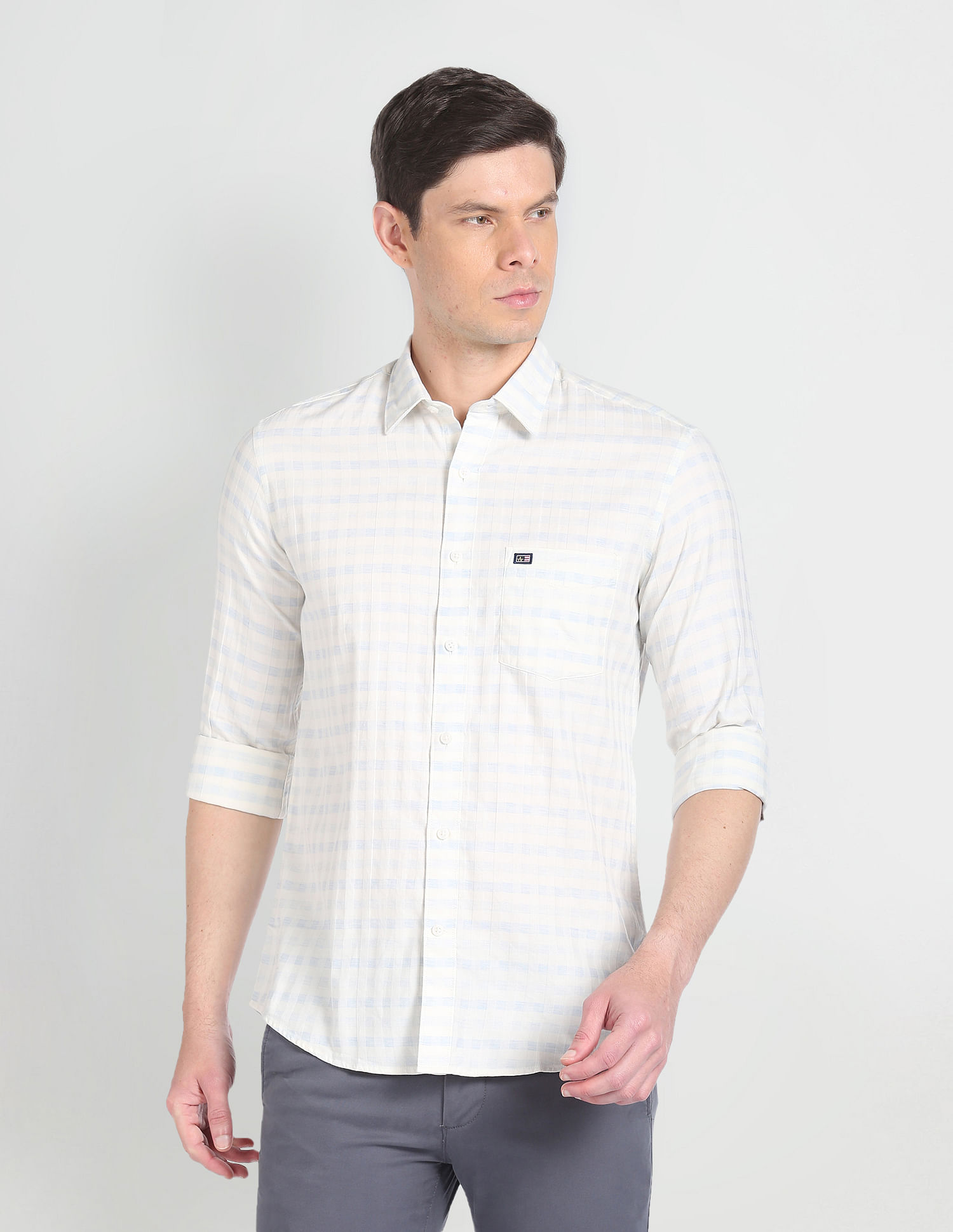 Arrow Sports Spread Collar Twill Shirt