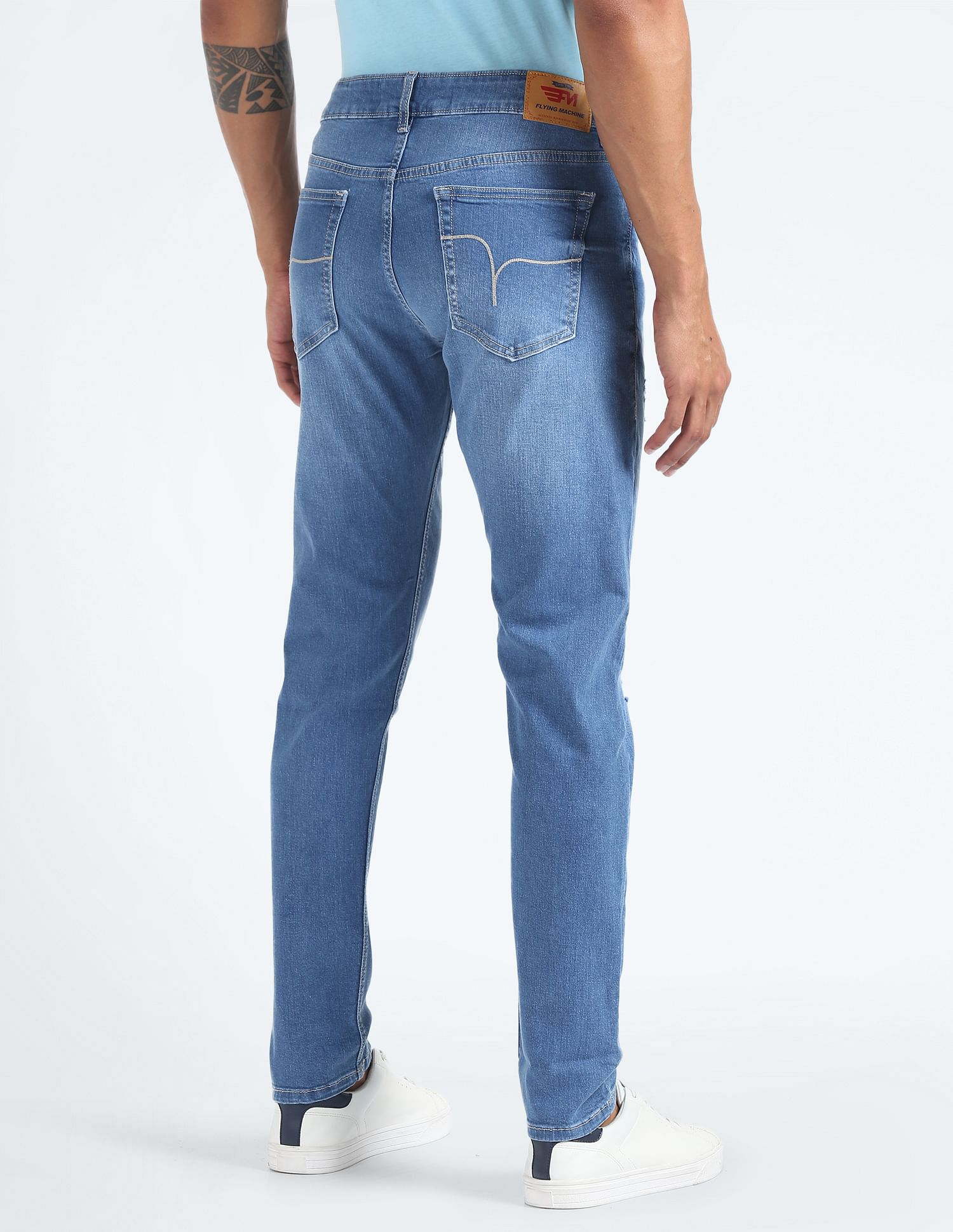 Flying Machine Slash Slim Tapered Mid Rise Jeans