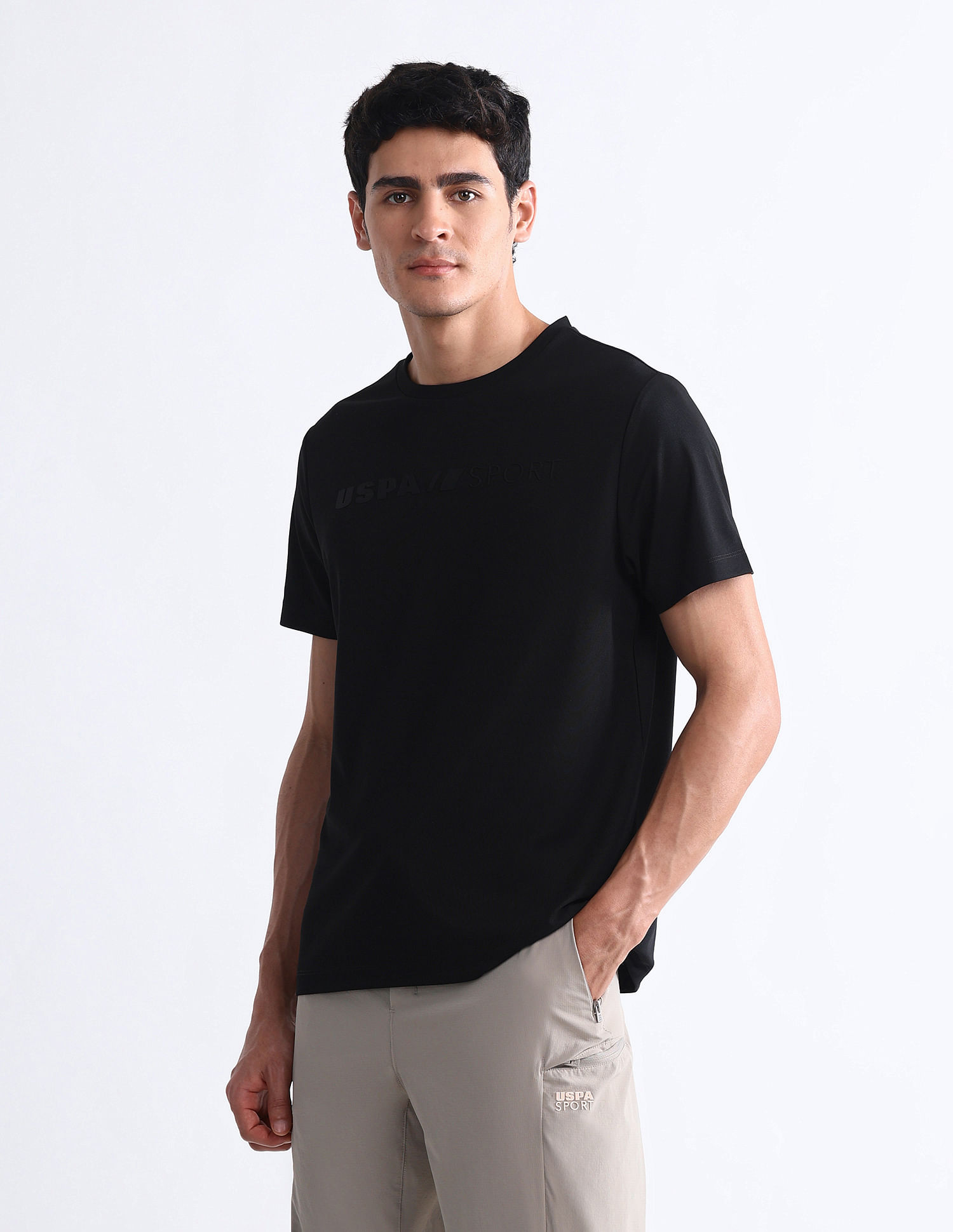 USPA Active Brand Embossed Slim Fit T-Shirt