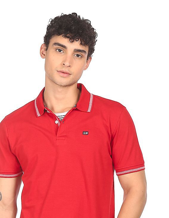 Louis Philippe Polo T-Shirts : Buy Louis Philippe Men Red Solid