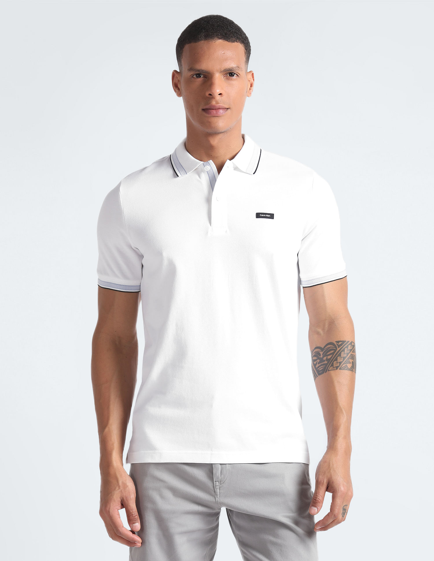 Calvin Klein Stretch Pique Tipped Polo Shirt