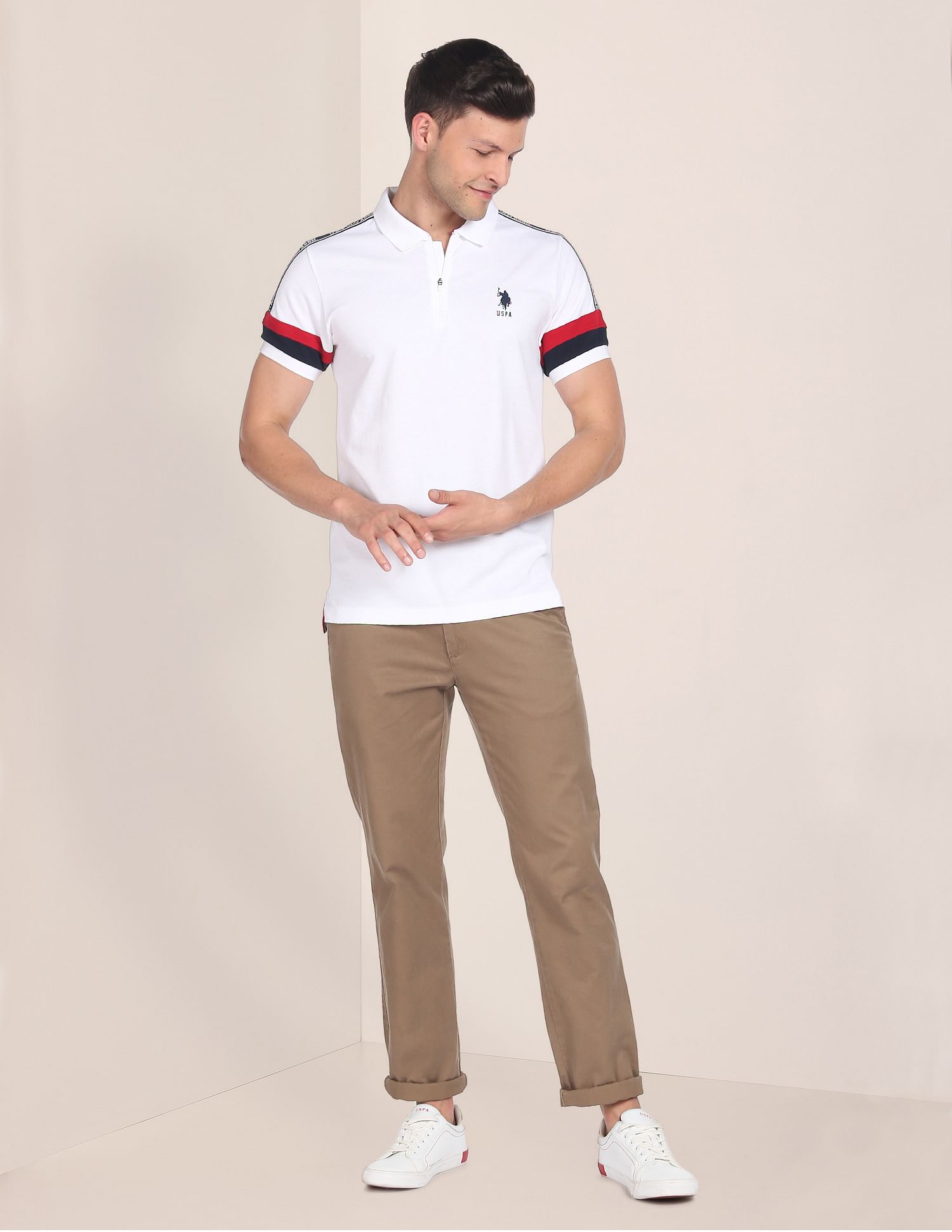 U.S. Polo Assn. Brand Tape Waffle Polo Shirt