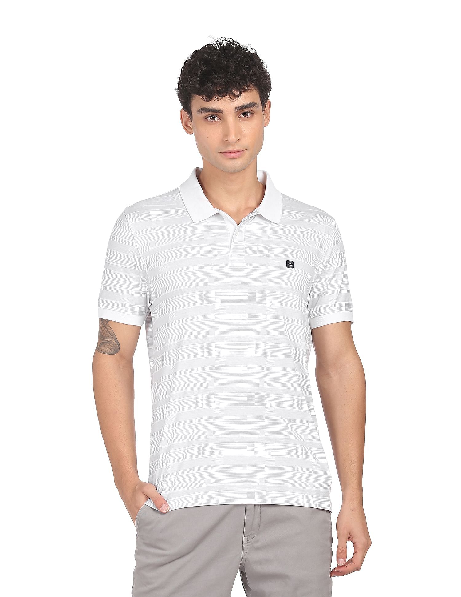 AD by Arvind Cotton Printed Polo Shirt