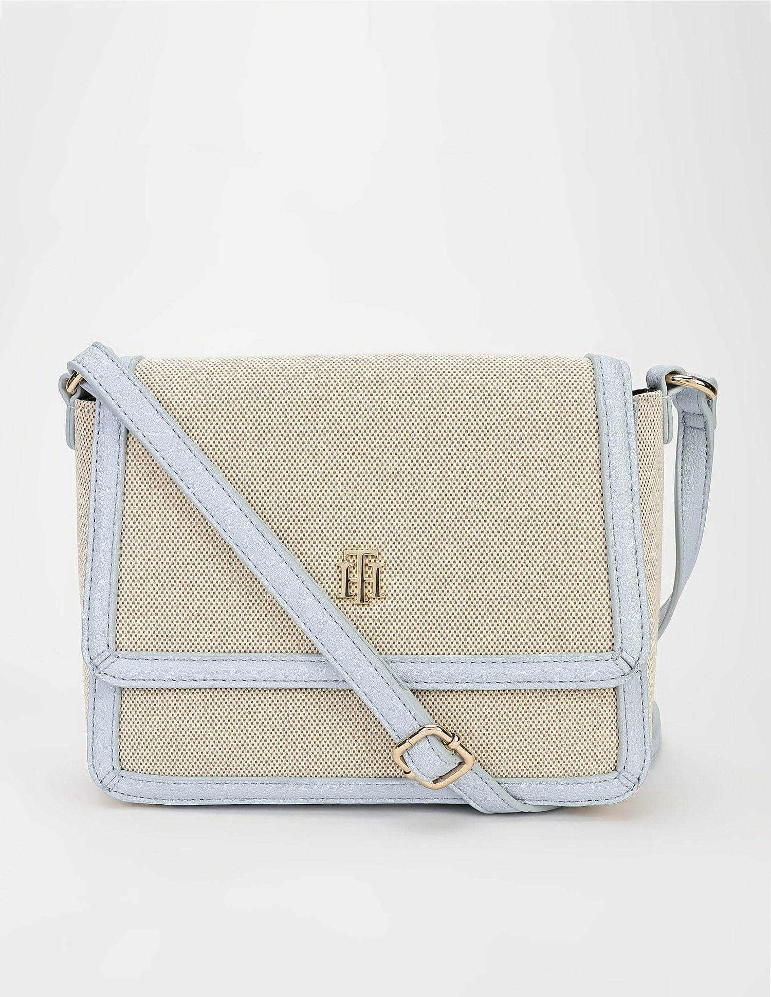 Tommy Hilfiger Solid Blue Polyester Sling Bags