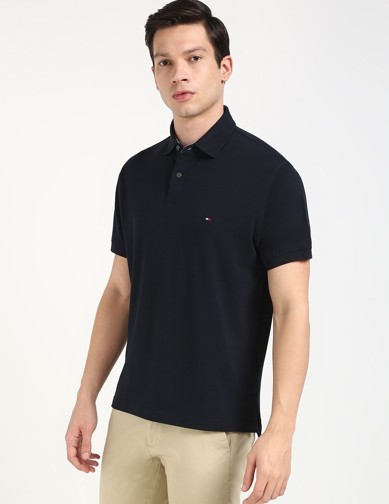 Tommy Hilfiger Solid Regular-Fit Cotton Polo Shirt