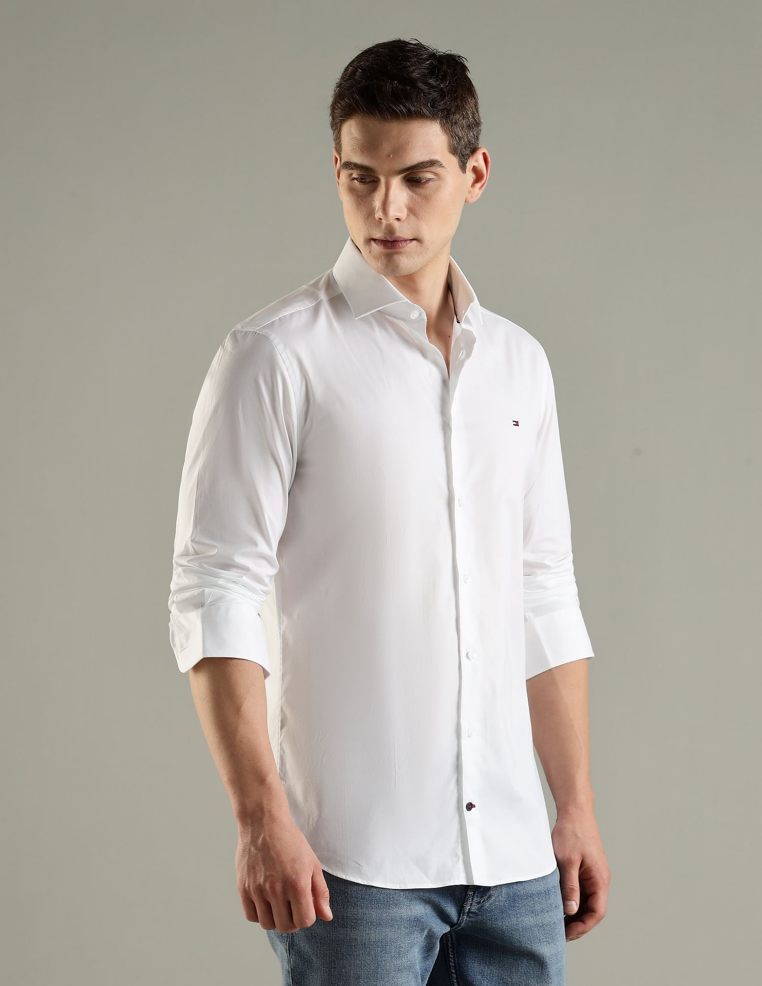 Tommy Hilfiger Solid Slim Fit Cotton Shirt
