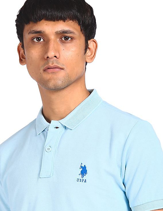 U.S. Polo Assn. Ribbed Collar Solid Polo Shirt
