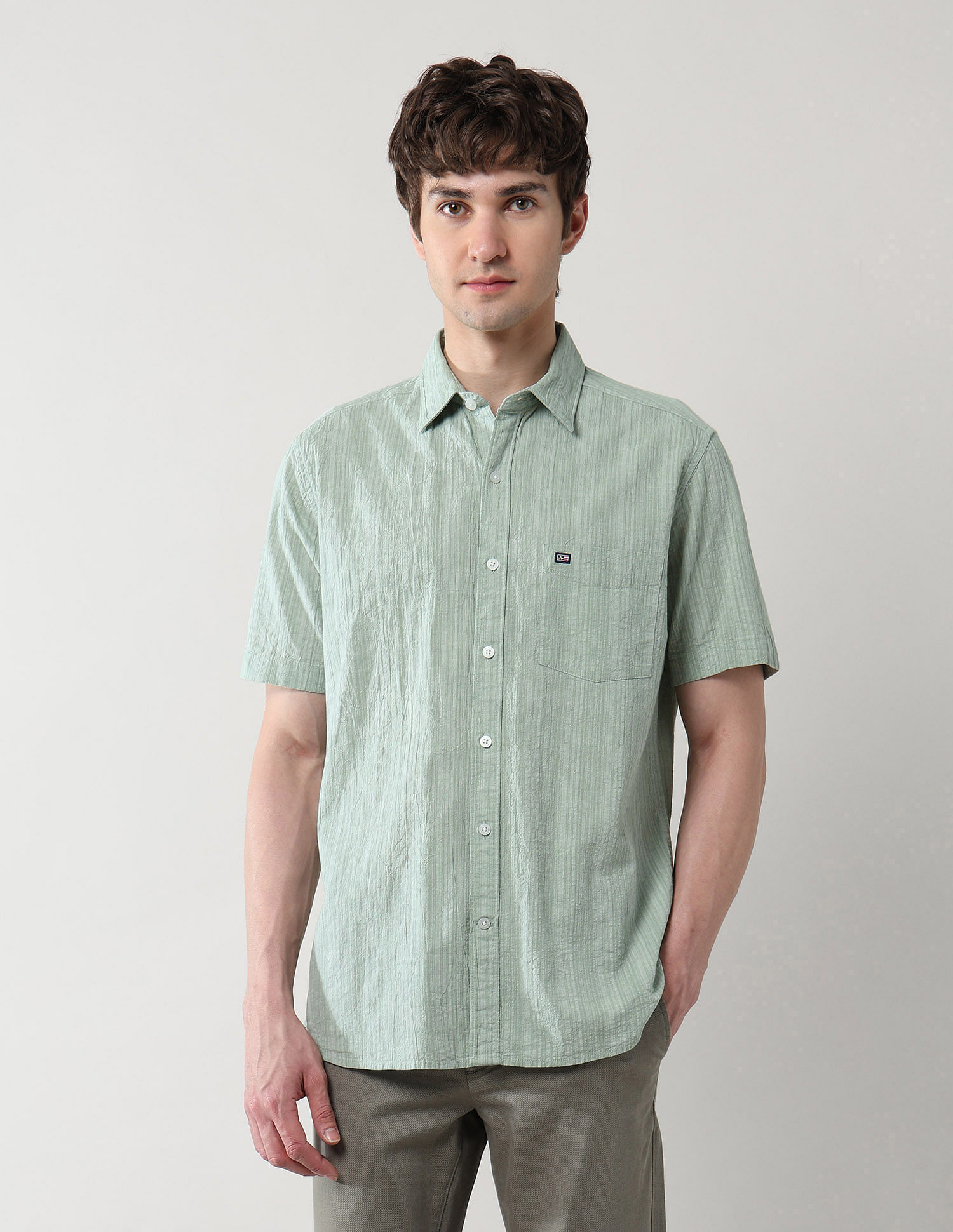 Arrow Sport Textured Dobby Pure Cotton Shirt