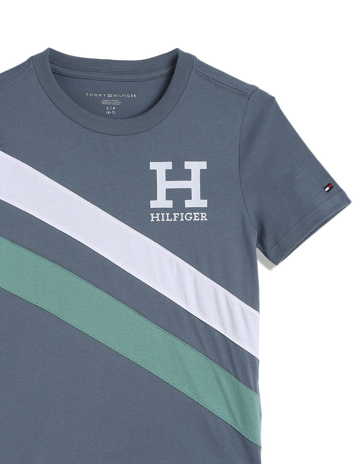 Tommy Hilfiger Kids Boys Striped Regular-Fit Cotton T-Shirt