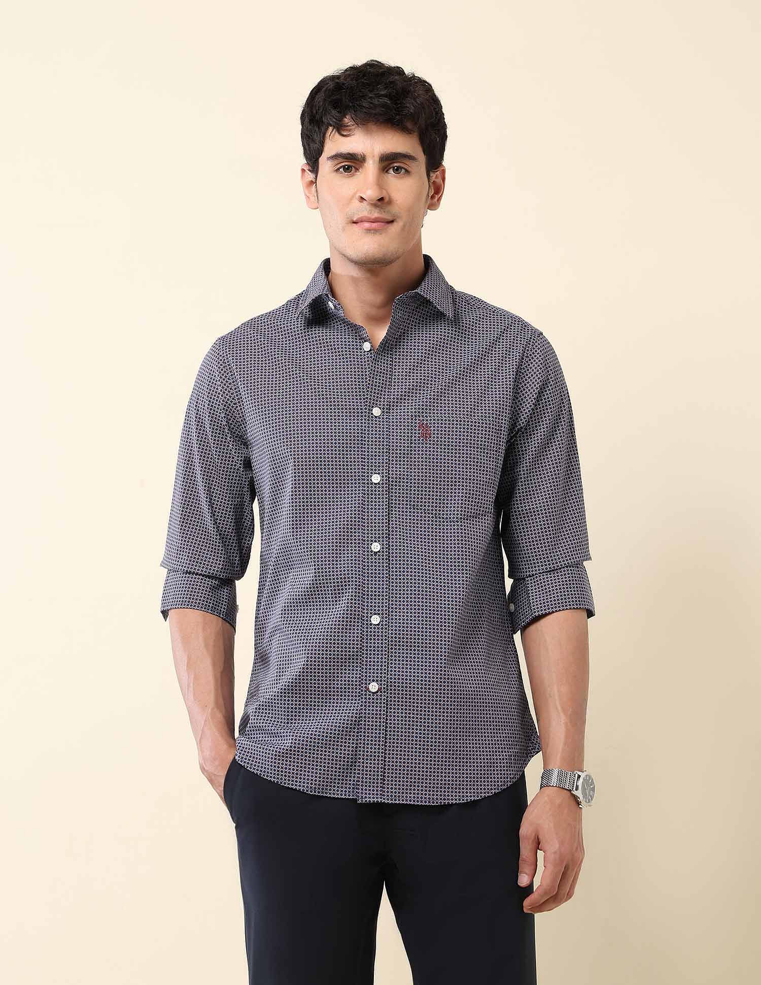 U.S. Polo Assn. Geometric Printed Tailored Fit Shirt