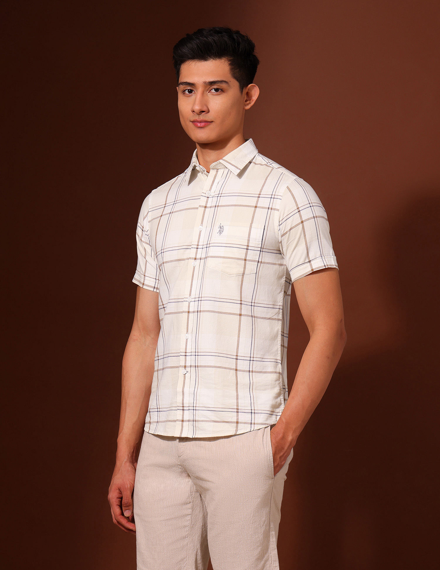 U.S. Polo Assn. Grid Tattersall Checked Pure Cotton Shirt