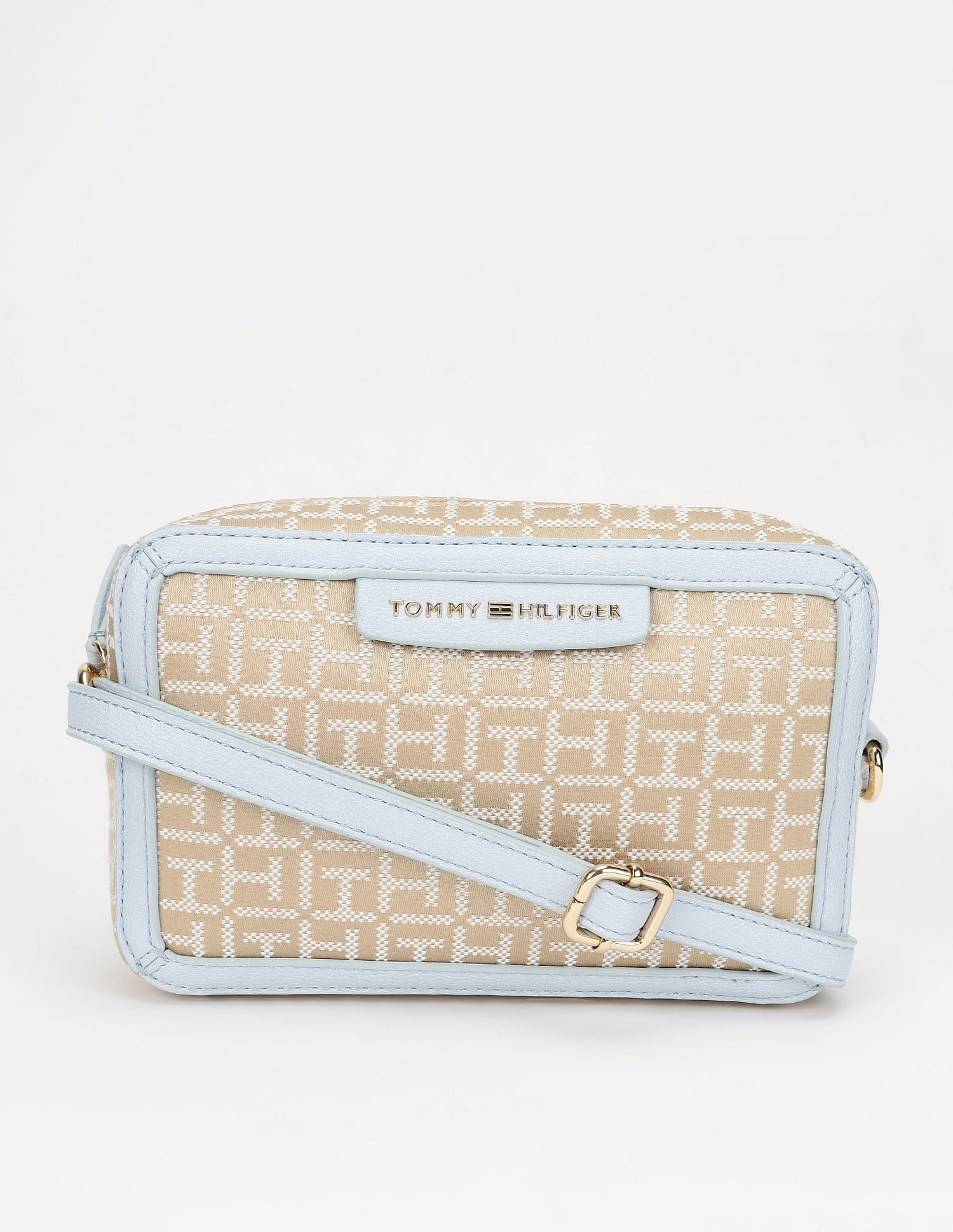 Tommy Hilfiger Logo Beige Polyester Sling Bag