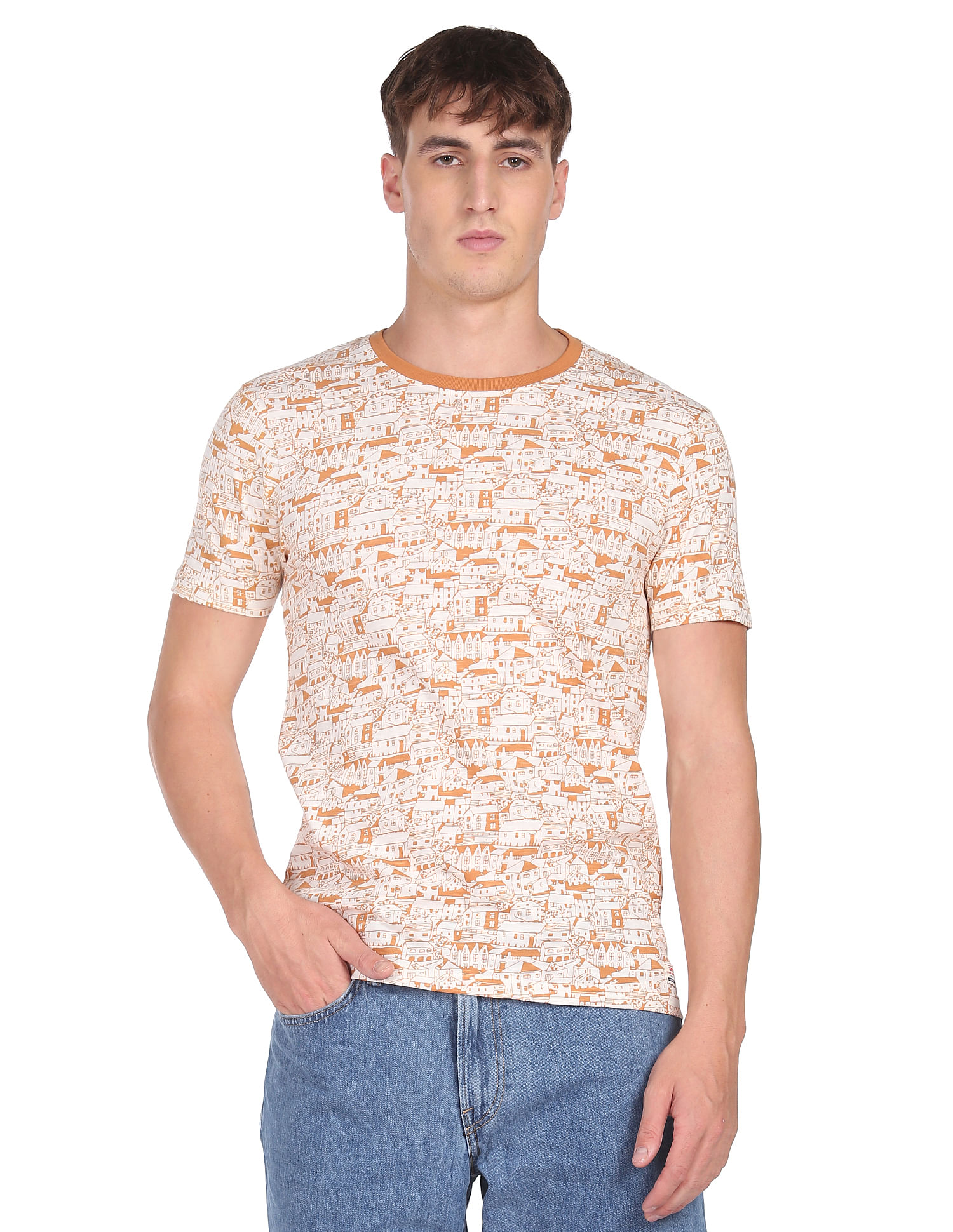 Flying Machine All Over Print Cotton T-Shirt