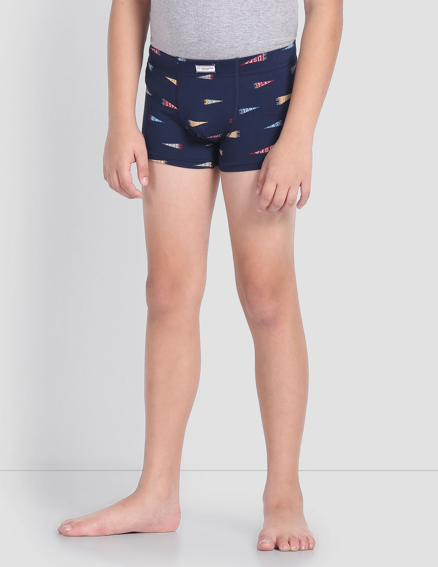 USPA Innerwear Boys Mid Rise Cotton Spandex OKT01 Trunks - Pack Of 2
